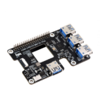 Waveshare PCIe To USB 3.2 Gen1 HAT for Raspberry Pi 5, PCIe to USB HUB, 4x High Speed USB Ports, driver-free, plug and play, HAT + Standard